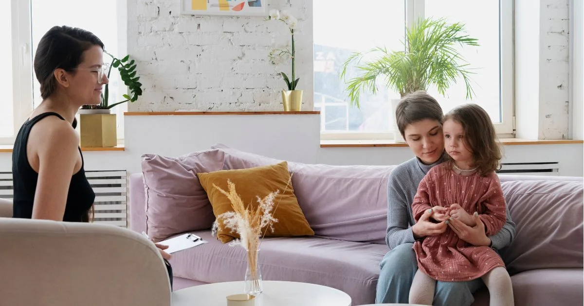 Mother and daughter attending family mediation